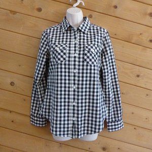 Heritage1981 by Forever 21 Black White Gingham Check Button Front Shirt Top M